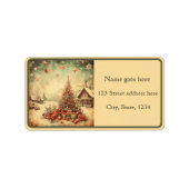 Vintage Kerstboom aangepast adres Label (Voorkant)
