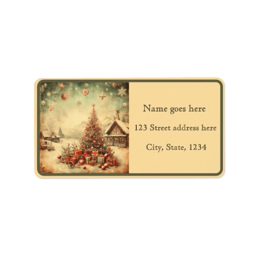 Vintage Kerstboom aangepast adres Label (Voorkant)