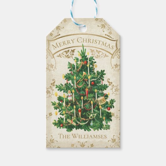 Vintage kerstboom - aangepast cadeau-Label Cadeaulabel (Voorkant)