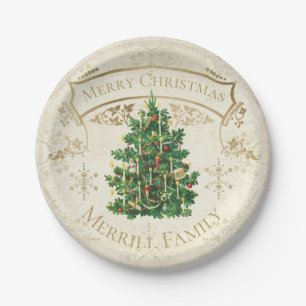 Vintage kerstboom - Aangepast Papieren Bordje