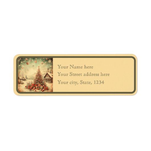 Vintage Kerstboom aangepast retour label (Voorkant)