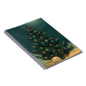 Vintage kerstboom bij nacht met licht notitieboek (Rechterzijde)