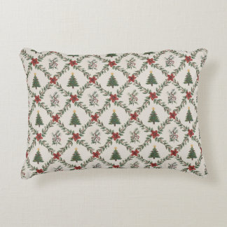 Vintage Kerstboom Bloemenslingers Rood Groen Accent Kussen