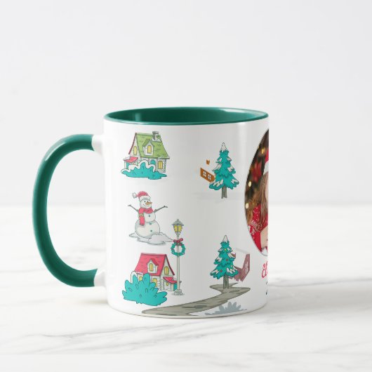 Vintage Kerstboom Boerderij Leven Groen Mok (Links)