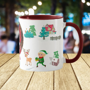 Vintage kerstboom Boerderij Life Maroon Mok