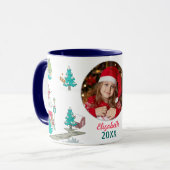 Vintage Kerstboom Boerderij Life Navy Blue Mok (Voorkant links)