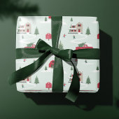 Vintage kerstboom Boerderij Scenerogram  Cadeaupapier