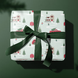 Vintage kerstboom Boerderij Scenerogram  Cadeaupapier