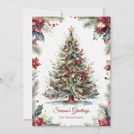 Vintage kerstboom botanische vakantie Kaart (Voorkant)