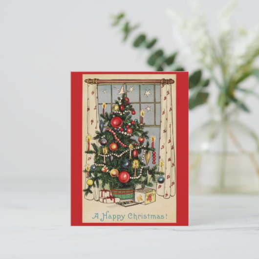 Vintage kerstboom briefkaart (Staand voorkant)