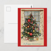 Vintage kerstboom briefkaart (Voorkant / Achterkant)
