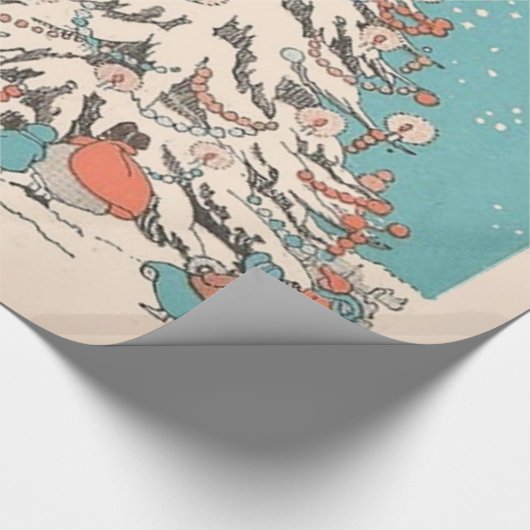 Vintage kerstboom cadeaupapier (Hoek)