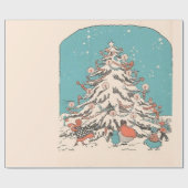 Vintage kerstboom cadeaupapier (Vlak)