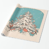 Vintage kerstboom cadeaupapier (Uitgerold)