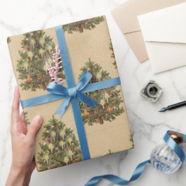 Vintage kerstboom cadeaupapier