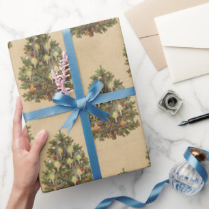 Vintage kerstboom cadeaupapier