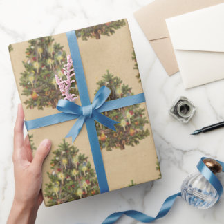 Vintage kerstboom cadeaupapier