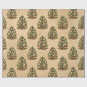Vintage kerstboom cadeaupapier (Vlak)