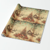 Vintage kerstboom cadeaupapier (Uitgerold)