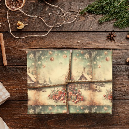 Vintage kerstboom cadeaupapier