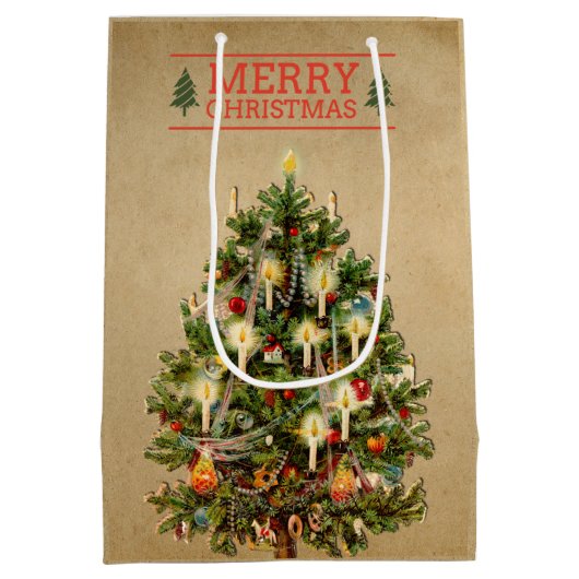 Vintage kerstboom - cadeautas (Achterkant)