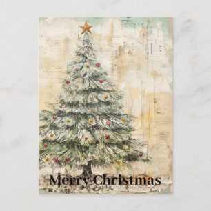 Vintage Kerstboom Collage Briefkaart