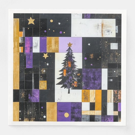 Vintage kerstboom collage servet (Voorkant)