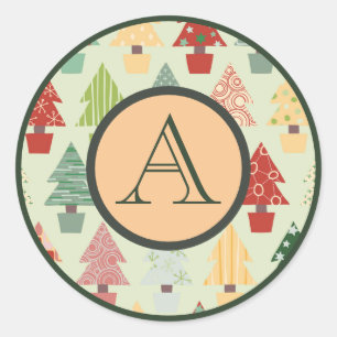 VINTAGE KERSTBOOM CUSTOM INITIAAL STICKER