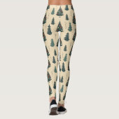 Vintage kerstboom, dennenboom patroon. leggings (Achterkant)