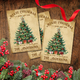 Vintage kerstboom die fantastische Feestdagen wens Feestdagenkaart