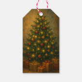 Vintage kerstboom Elegant Cadeaulabel (Voorkant)