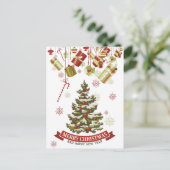 Vintage kerstboom en Briefkaart met cadeautjes (Staand voorkant)