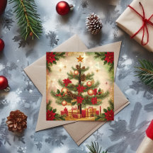 Vintage kerstboom en cadeaus