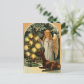 Vintage Kerstboom en Engel Feestdagenkaart (Staand voorkant)