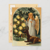 Vintage Kerstboom en Engel Feestdagenkaart (Voorkant / Achterkant)