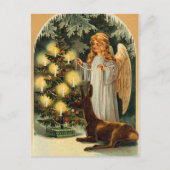 Vintage Kerstboom en Engel Feestdagenkaart (Voorkant)