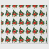Vintage kerstboom en meisje cadeaupapier (Vlak)