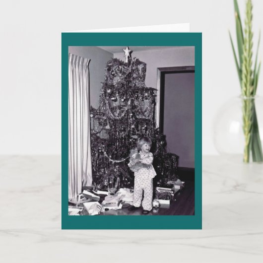 Vintage kerstboom feestdagen kaart (Voorkant)