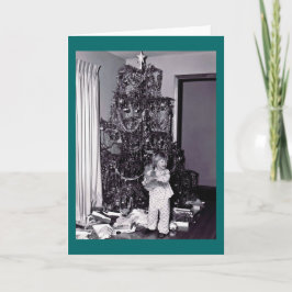 Vintage kerstboom feestdagen kaart