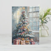 Vintage kerstboom feestdagenkaart (Staand voorkant)
