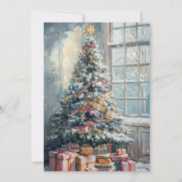 Vintage kerstboom feestdagenkaart