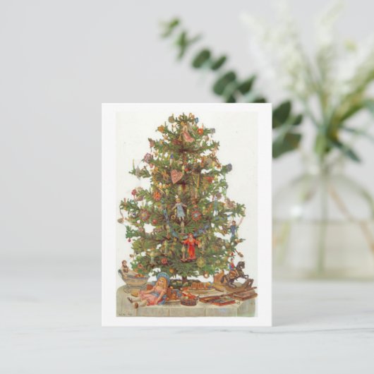 Vintage kerstboom feestdagenkaart (Staand voorkant)