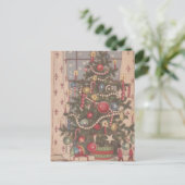 Vintage kerstboom feestdagenkaart (Staand voorkant)