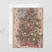 Vintage kerstboom feestdagenkaart (Voorkant / Achterkant)