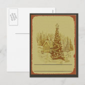 Vintage Kerstboom Feestdagenkaart (Voorkant / Achterkant)