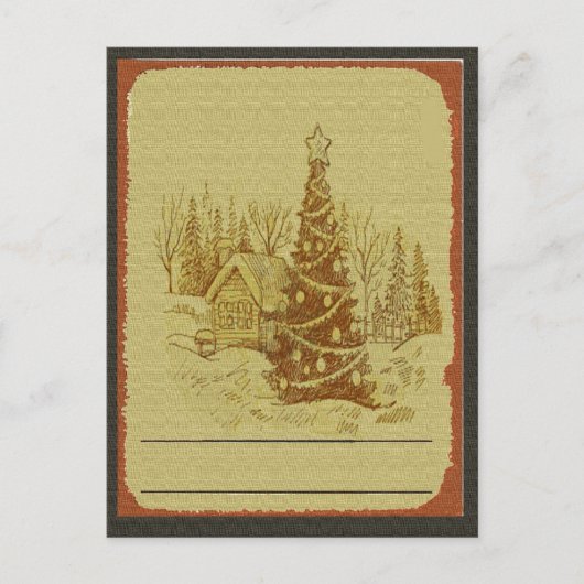 Vintage Kerstboom Feestdagenkaart (Voorkant)