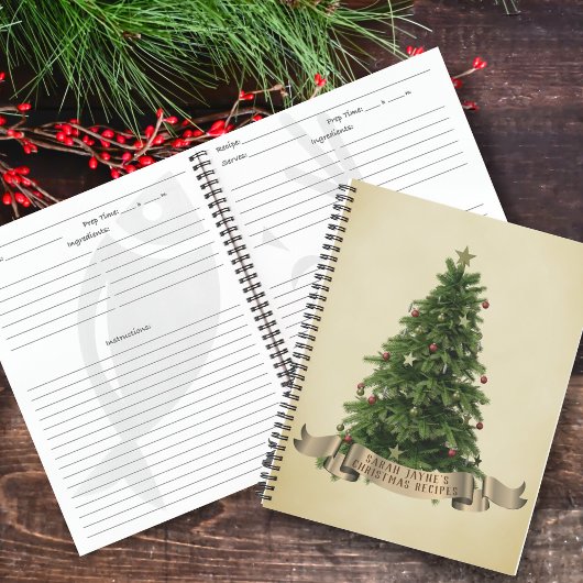 Vintage Kerstboom Feestelijke Recept Notitieboek