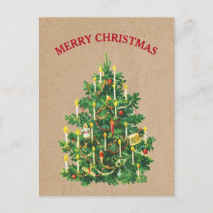 Vintage kerstboom Festive Kraft Brown Paper Feestdagenkaart