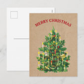 Vintage kerstboom Festive Kraft Brown Paper Feestdagenkaart (Voorkant / Achterkant)