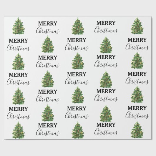 Vintage kerstboom Festive Xmas Cadeaupapier (Vlak)
